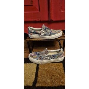 VANS Sze M 6.5 W 8 Mosiac Aztec Patchwork Sk8t Slip On Tennis Shoes Colorful EUC